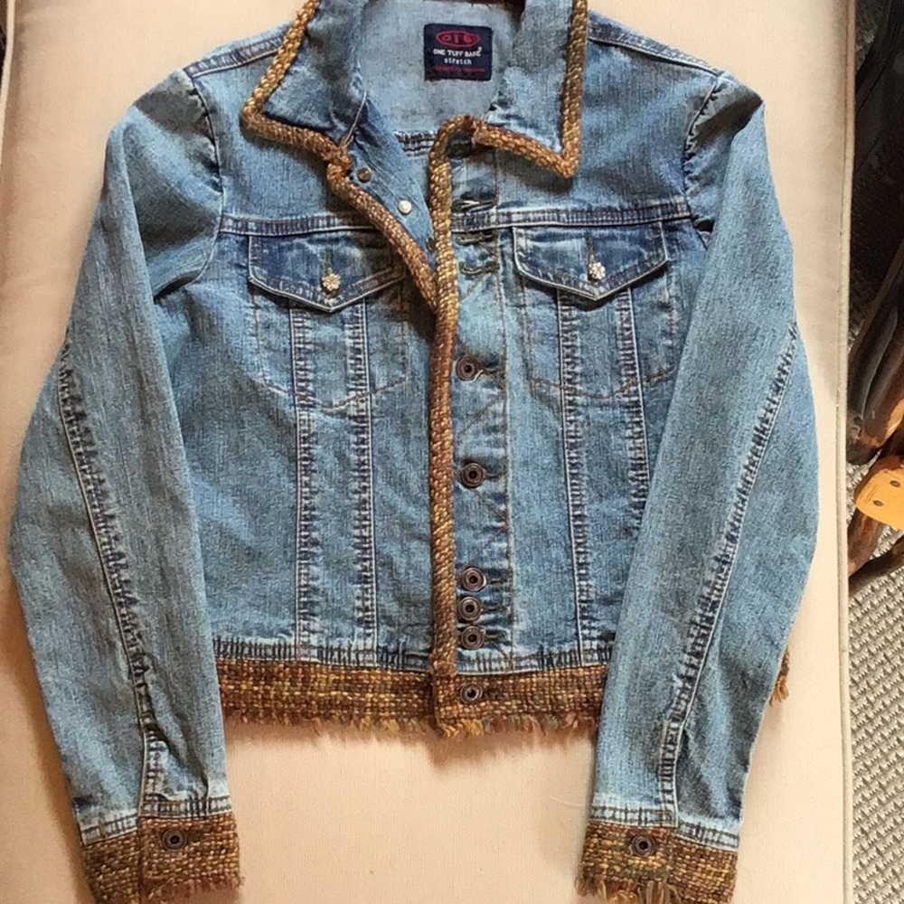 CRYSTAL POCKET BUTTONS JEAN JACKET WITH TWEED DETAILING - Picture 16 of 16